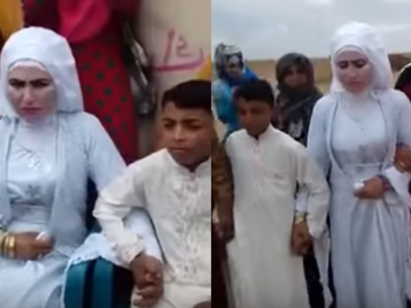 شاهد بالفيديو: زفاف شابة ناضجة لطفل في الأردن!